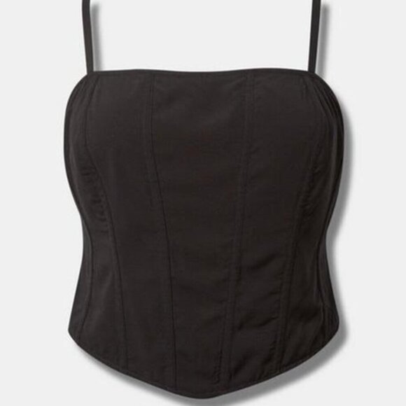 Torrid - Challis Corset Crop Top in Deep Black​​​​ - Picture 12 of 12